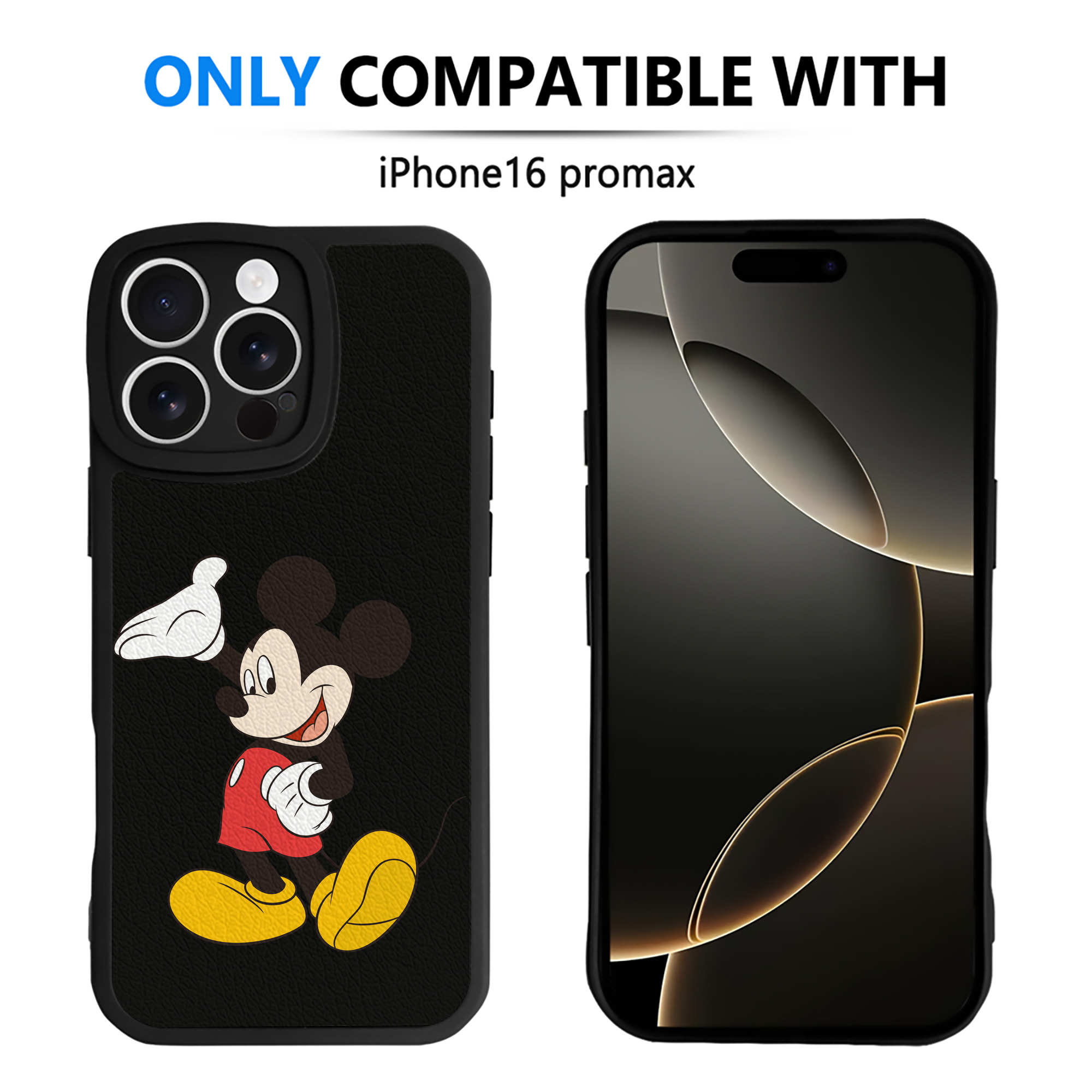 （画像用） ミッキーマウス Mickey Mouse 【iPhone 16シリーズ対応】シリコンスマホケース（レザー調） 材質：シリコン